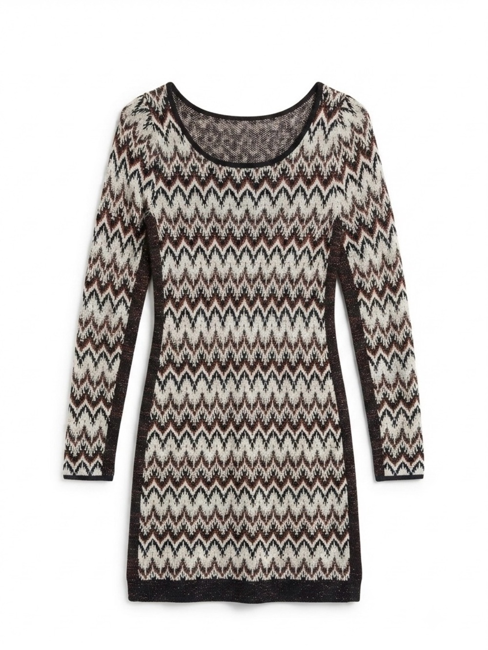 Free People Metallic Chevron Knit Mini Dress Boho Glam Festival Size S